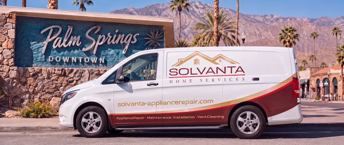 Solvanta Home Services branded service van in Palm Springs