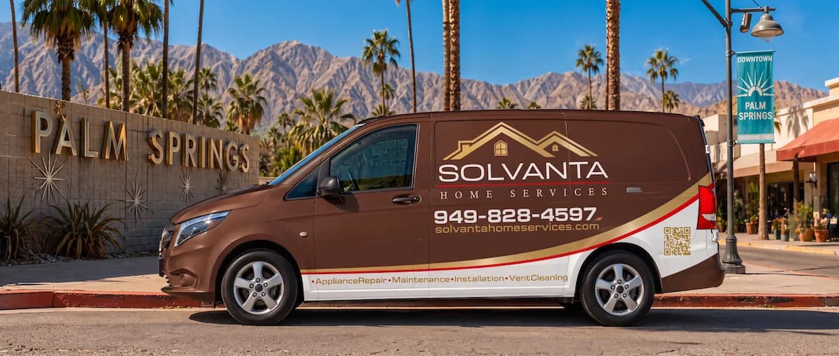 Solvanta Home Services branded service van in Palm Springs