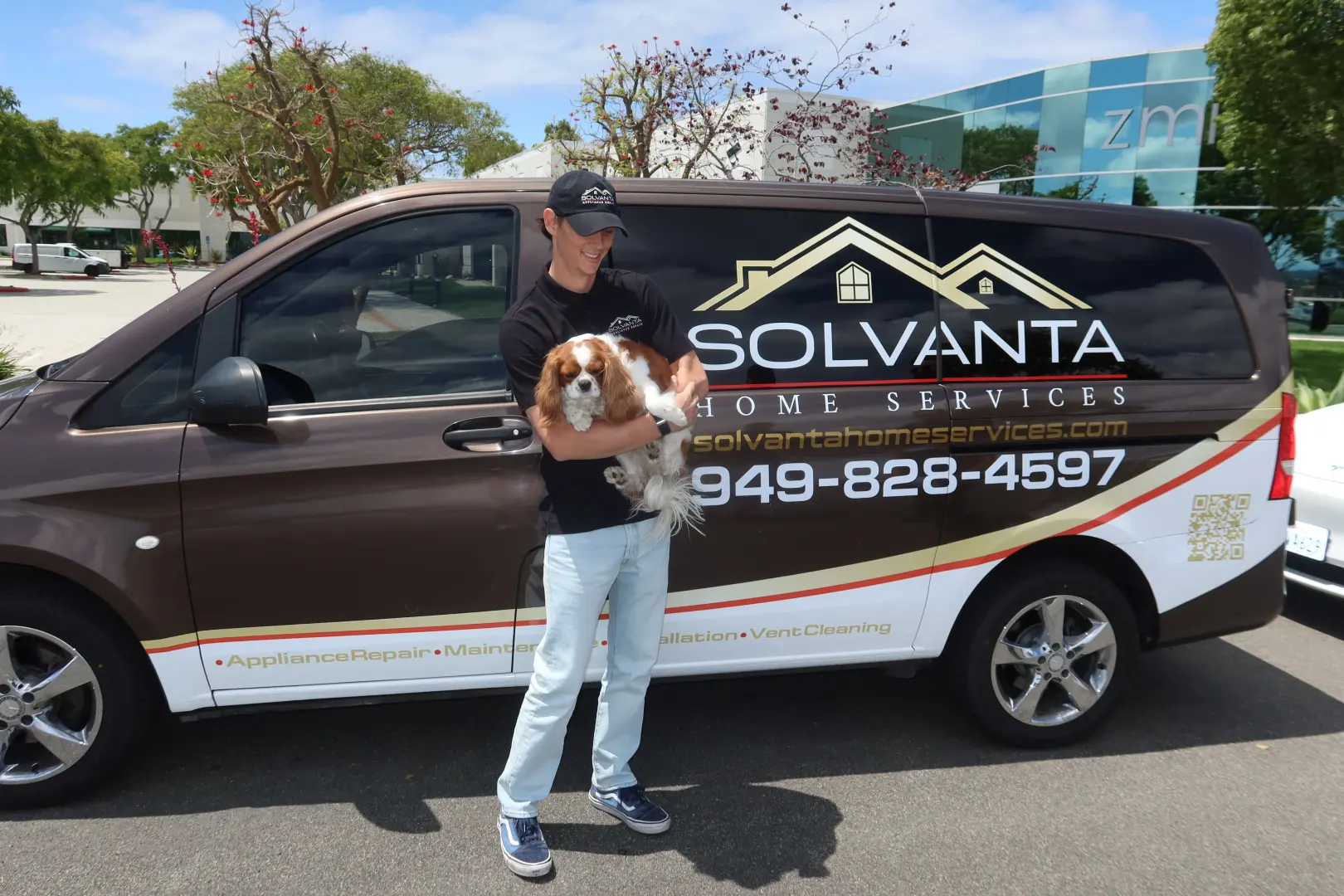 Solvanta team members by the company van in the Coachella Valley